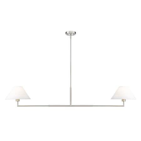 Z-Lite Leila Chandelier, 2-Light, 12 In.W x 62 In.L x 9.5 In.H, Brushed Nickel/White Linen 744-62L-BN